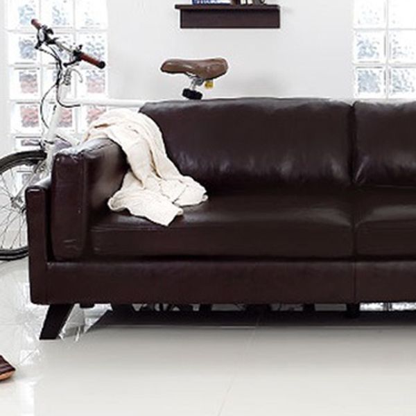 Canapé en cuir faux en cuir carré avec coussins pour le salon