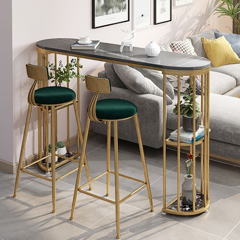 Glam Style Bar Table Stone Oval Top Pub Table with Cabinet for Dining Room Clearhalo 'Bar Furniture' 'Bar Tables' 'bar_tables' 'furn' 'furn_bar_tables' 'Furniture' 'furniture_bar_tables' 'Kitchen & Dining Furniture' 1200x1200_d1b0af80-dd06-4042-851c-f86b421f627f