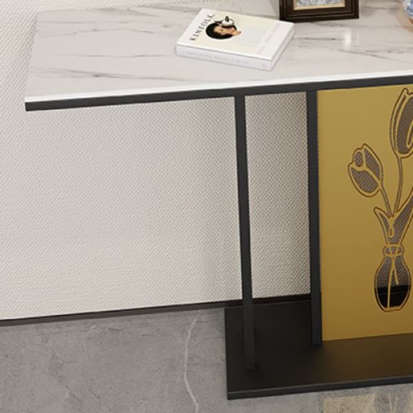 12 inch Wide Glam Accent Table Rectangle Shape Stone Console Table for Hall