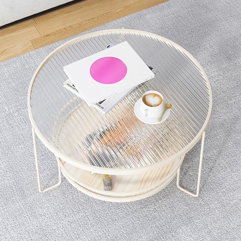 Tavolino moderno a tavolino singolo in vetro con scaffale