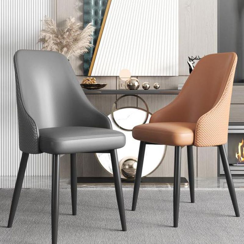 Minimalist Faux Leather Side Chair Arm Solid Back Chairs for Home Clearhalo 'Dining Chairs' 'Dining Tables & Seating' 'dining_chair' 'furn' 'furn_dining_chair' 'Furniture' 'Kitchen & Dining Furniture' 1200x1200_d1b32f35-1f3e-4779-ab31-ce0867478c4f