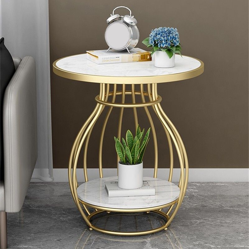 Modern Luxurious Metal Side Table Round Frame Sofa Side Accent Table Clearhalo 'Coffee & Accent Tables' 'End & Side Tables' 'end_side_tables' 'furn' 'furn_end_side_tables' 'Furniture' 'Living Room Furniture' 1200x1200_d1b477e5-b891-4251-99e2-e994024cd8dd