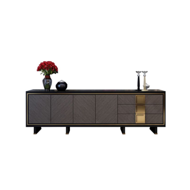 Glam Enclosed Storage TV Media Stand with Drawers Brown TV Media Console