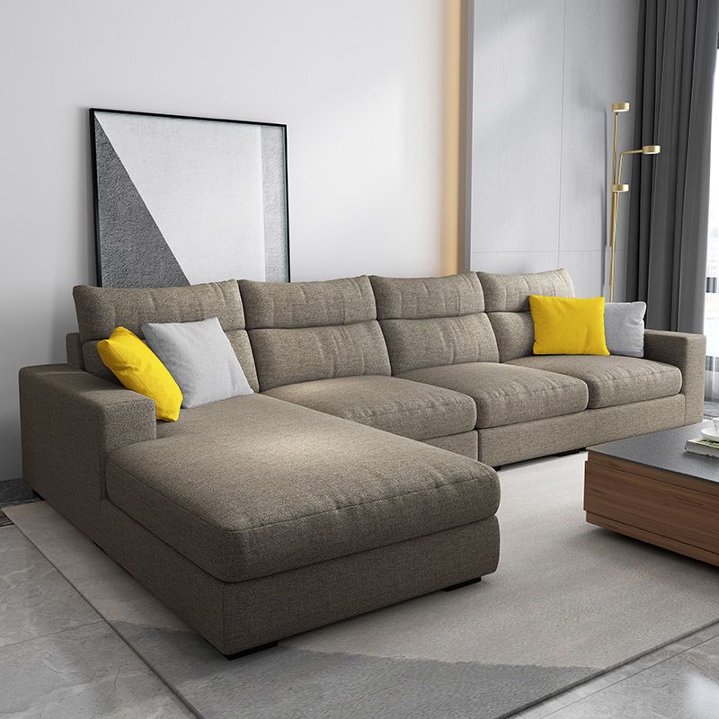 Contemporary Linen Square Arm Sofa & Chaise for Living Room Clearhalo 'furn' 'furn_sectionals' 'Furniture' 'Living Room Furniture' 'Sectionals' 1200x1200_d1b73ba6-a3f0-4fee-8a30-139d84ef7e94