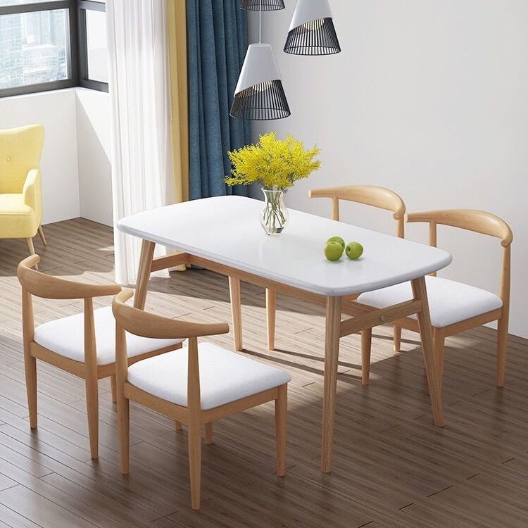 Rectangular Solid Wood Dining Table Modern Furniture with 4 Legs in Matte Finish Clearhalo 'Dining Tables & Seating' 'Dining Tables' 'dining_table' 'furn' 'furn_dining_table' 'Furniture' 'Kitchen & Dining Furniture' 1200x1200_d1b94fcf-51b5-4372-baee-43d3cfb24a04