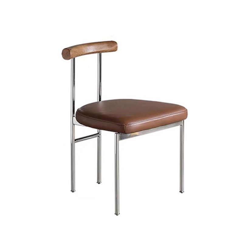 Glam Metal Dining Room Chairs Open Back Dining Side Chair in Silver Clearhalo 'Dining Chairs' 'Dining Tables & Seating' 'dining_chair' 'furn' 'furn_dining_chair' 'Furniture' 'furniture_dining_chair' 'Kitchen & Dining Furniture' 1200x1200_d1ba2bc6-023c-4a83-a459-e5a6930e827a