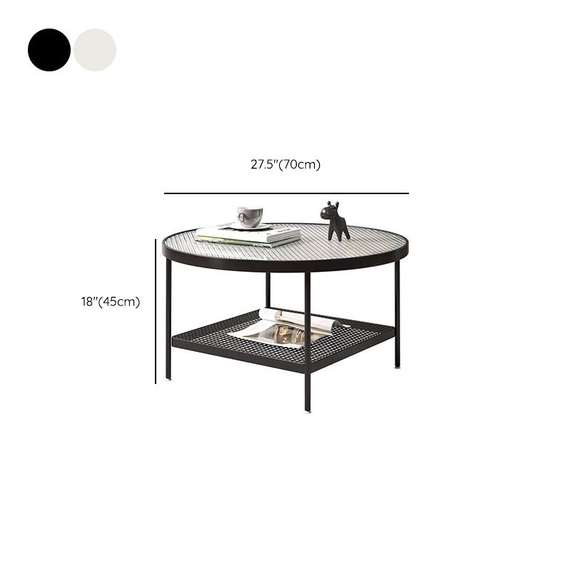 Glass Round Contemporary Coffee Table 4 Legs Coffee Table with Storage Clearhalo 'Coffee & Accent Tables' 'Coffee Tables' 'coffee_tables' 'furn' 'furn_coffee_tables' 'Furniture' 'Living Room Furniture' 1200x1200_d1bbe097-329d-430a-ac96-6a77b6a2b9e1