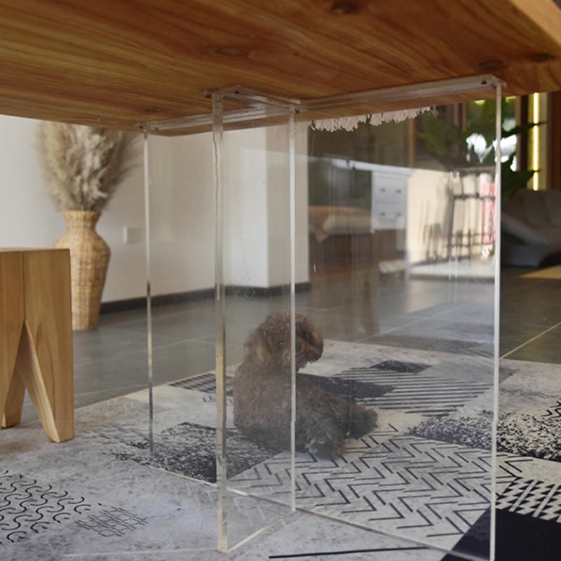 Double Acrylic Base Dining Table Modern Solid Wood Rectangle Dining Table Clearhalo 'Dining Tables & Seating' 'Dining Tables' 'dining_table' 'furn' 'furn_dining_table' 'Furniture' 'furniture_dining_table' 'Kitchen & Dining Furniture' 1200x1200_d1be224c-847e-4392-910c-87ad20e39995