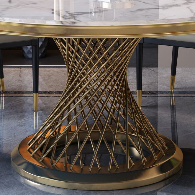 Modern Round Dining Table Steel Base Pedestal Table for Home Kitchen Clearhalo 'Dining Tables & Seating' 'Dining Tables' 'dining_table' 'furn' 'furn_dining_table' 'Furniture' 'Kitchen & Dining Furniture' 1200x1200_d1be7b91-8fc6-46c8-9d14-5373764abf6d