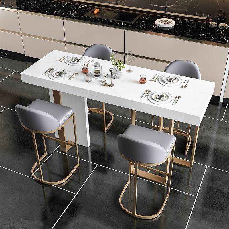 Ensemble de table de bar Glam 1/5 pièces, table de comptoir rectangulaire en pierre avec tabourets hauts pour balcon