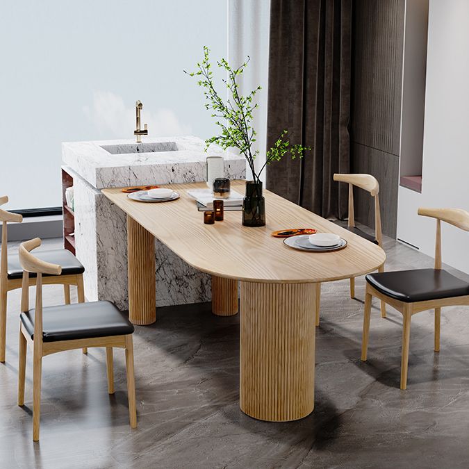 Simplicity Style Pine Freeform Solid Wood Dining Table 3 Legs Base Table for Home Clearhalo ' dining_table' 'Dining Tables & Seating' 'Dining Tables' 'furn' 'furn_dining_table' 'Furniture' 'furniture_dining_table' 'Kitchen & Dining Furniture' 'kitchen&dining_furn' 'kitchen' 'kitchen_dining_table' 1200x1200_d1bf0694-246f-4065-aa4b-c209f9ca8af4