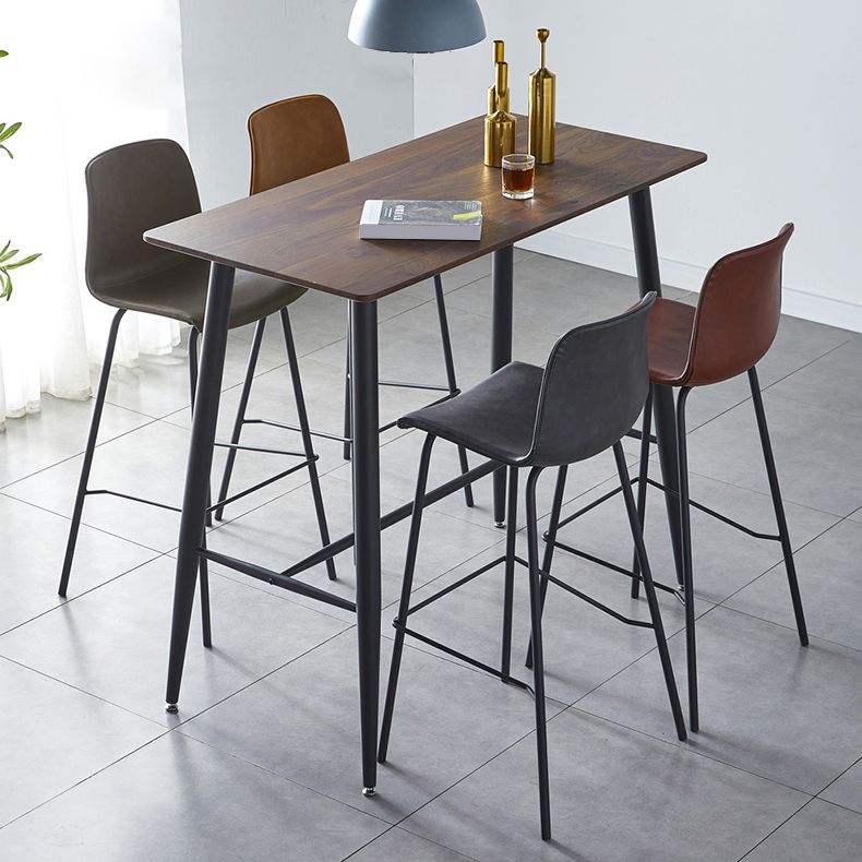 Modern Backrest Armless Counter Stool Metal Cafe Bar Stool with Leather Cushion
