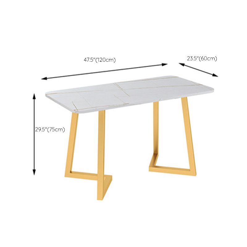Glam Sintered Stone Dining Table Metal Dinette Table for Home Use Clearhalo 'Dining Tables & Seating' 'Dining Tables' 'dining_table' 'furn' 'furn_dining_table' 'Furniture' 'Kitchen & Dining Furniture' 1200x1200_d1c315a6-d245-4977-ac37-28ab29fcf3c4