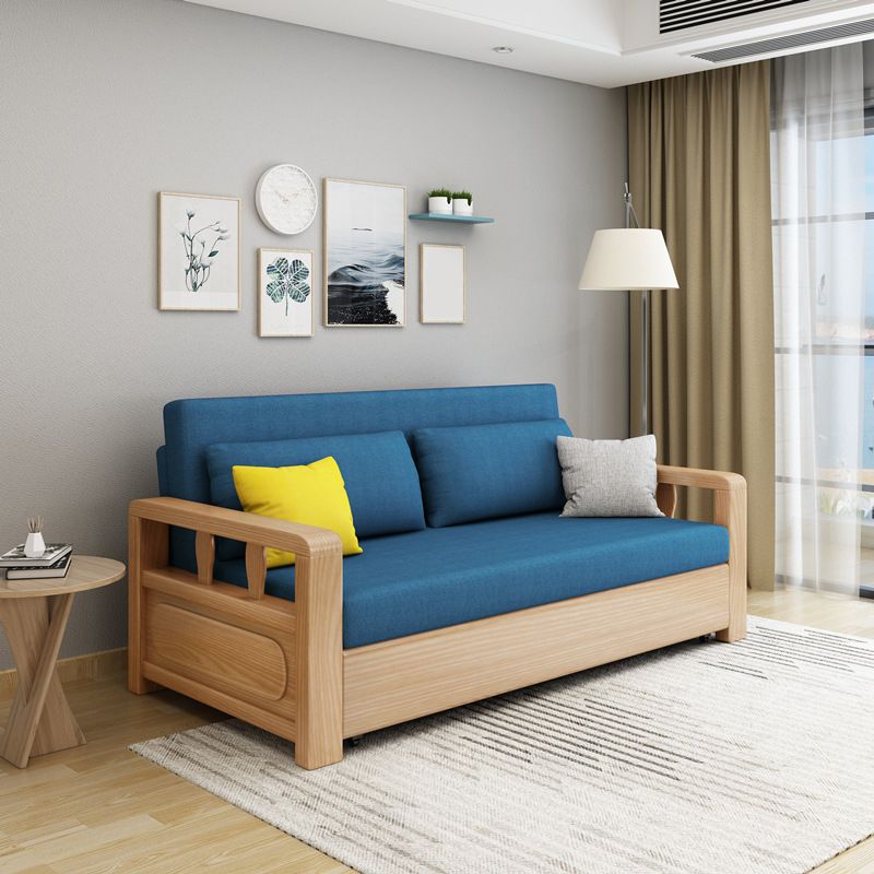 Sofá de cama de cama de brazo cuadrado de lino sofá de cama convertible contemporánea para sala de estar