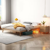 84.65 inch Wide Contemporary Bed Solid Wood Platform Bed Frame