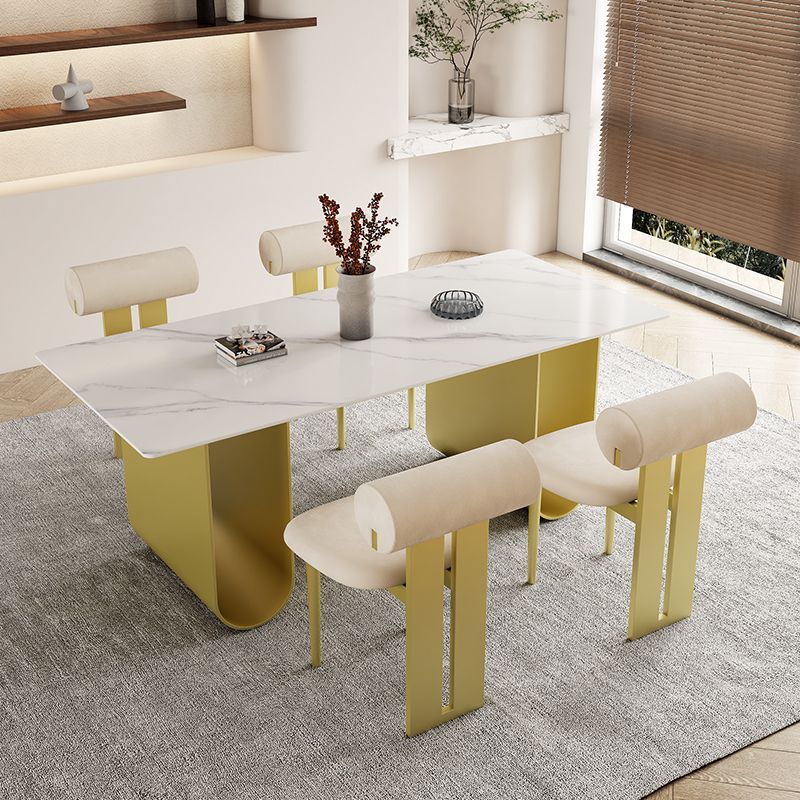 Nordic Rectangle Stone Dining Table 1/5 Pieces Dining Set for Dining Room