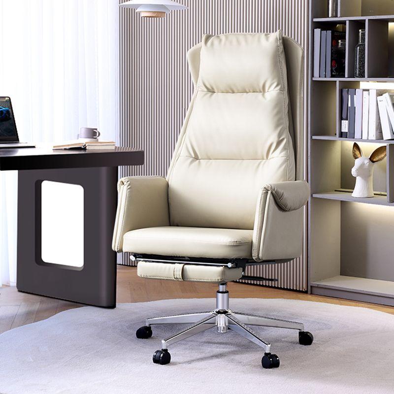 Chaise de bureau à glissement moderne chaise de bureau de hauteur de siège réglable en cuir sans bras avec roues