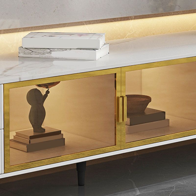 Console multimédia de stockage fermée, meuble TV en pierre pour salon