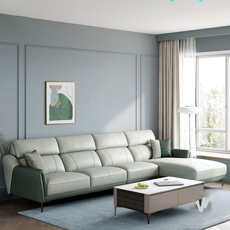 37.8 "W echt lederen vierkante arm sectionals bank, moderne Chesterfield Sectionals