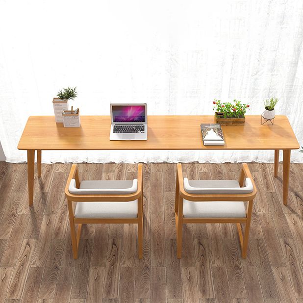 Modern Style Office Desk Curved Solid Wood Parsons Desk for Home Clearhalo 'furn' 'furn_office_desk' 'Furniture' 'Office Desks' 'Office Furniture' 'office_desk' 1200x1200_d1ccb7c6-091a-481a-a995-b5f1f0f5a761