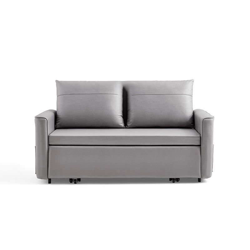 Faux Leather Sofa Bed with 2 Pillows Contemporary Seating 2 Seater