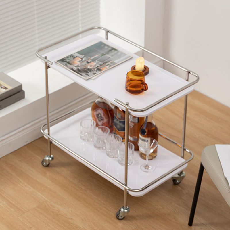 Mesa final de vidrio contemporánea con estante de ruedas incluye 25.6 "W Mesa auxiliar