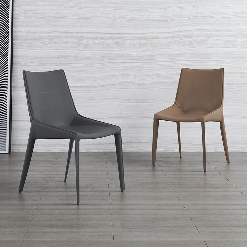 Minimalist Style Leather Dining Arm Chairs Solid Back Dining Side Chair (Set of 2) Clearhalo ' kitchen&dining_furn' 'Dining Chairs' 'Dining Tables & Seating' 'dining_chair' 'furn' 'furn_dining_chair' 'Furniture' 'furniture_dining_chair' 'Kitchen & Dining Furniture' 'kitchen' 1200x1200_d1cf2f03-adc6-4924-921c-667232f6b536
