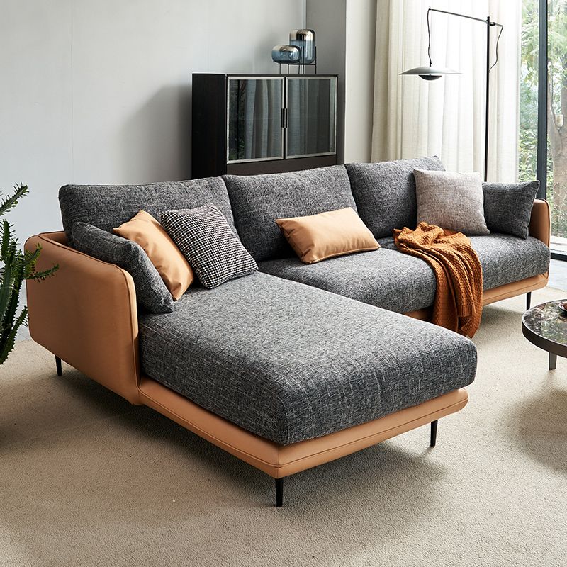 Modern Tuxedo Arm Removable Cushions Sofa with Pillows 35.43" for Living Room Clearhalo 'furn' 'furn_sectionals' 'Furniture' 'furniture_sectionals' 'kitchen' 'kitchen_sectionals' 'Living Room Furniture' 'Sectionals' 1200x1200_d1cf8281-4388-4509-b28b-d5513c0c9b02