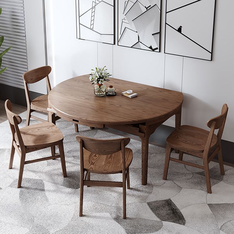 Modern Style Brown Dining Table Round Solid Wood Dining Table with 4 Legs for Home Clearhalo ' dining_table' 'Dining Tables & Seating' 'Dining Tables' 'furn' 'furn_dining_table' 'Furniture' 'furniture_dining_table' 'Kitchen & Dining Furniture' 'kitchen&dining_furn' 'kitchen' 'kitchen_dining_table' 1200x1200_d1d00150-66e0-4cb5-adb1-72cac78bda46