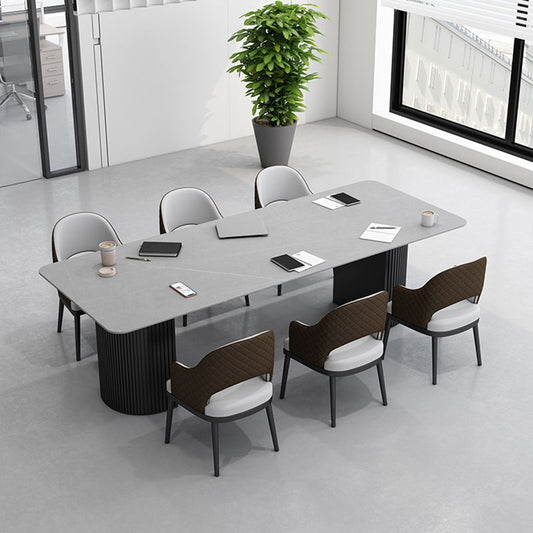 Table de bureau moderne de forme rectangulaire Bureau d'écriture en pierre en blanc / noir