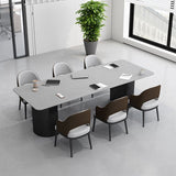 Table de bureau moderne de forme rectangulaire Bureau d'écriture en pierre en blanc / noir