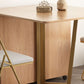 Mesa de comedor rectangular de madera natural, mesa plegable con base de almacenamiento
