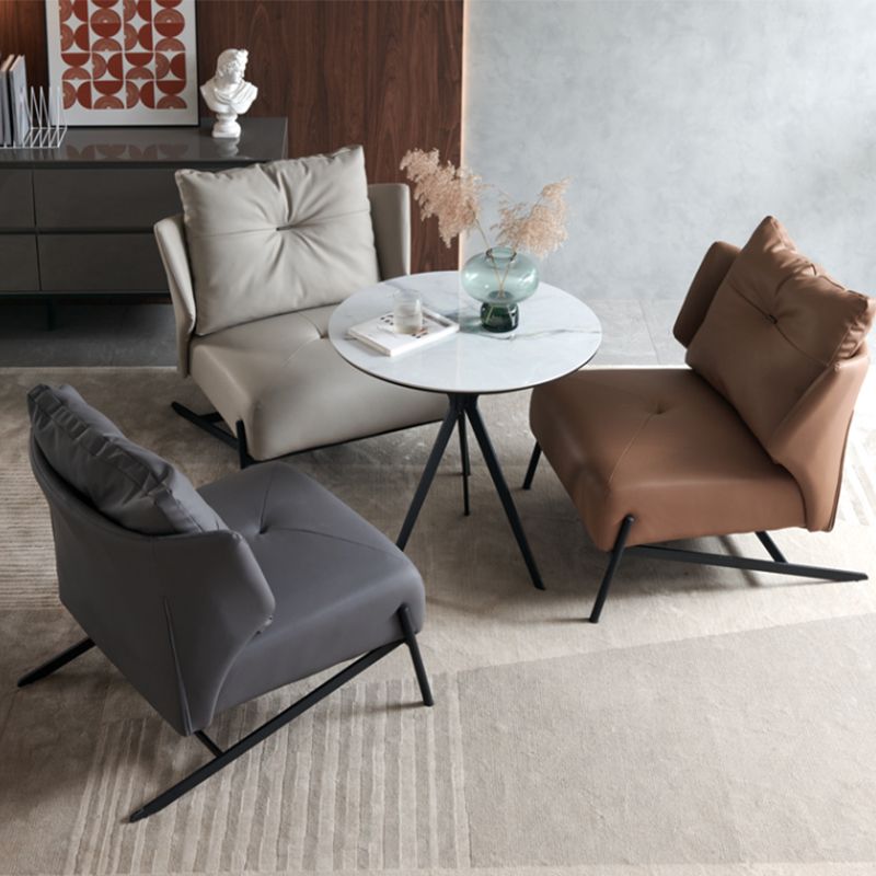 Contemporary Bonded Leather Armless with Black Legs Pillow Back Accent Room Chair