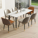 Glam Armless Dining Chairs Faux Leather Home Dining Side Chair