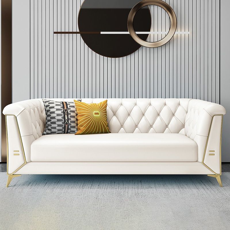 Faux Leather Sofa 28.74" H Tuxedo Arm Sofa with Sewn Pillow Back Clearhalo 'furn' 'furn_sofas' 'Furniture' 'Living Room Furniture' 'Sofa' 'sofas' 1200x1200_d1d58f3e-5519-4bd3-98f0-328af3dc2bc3