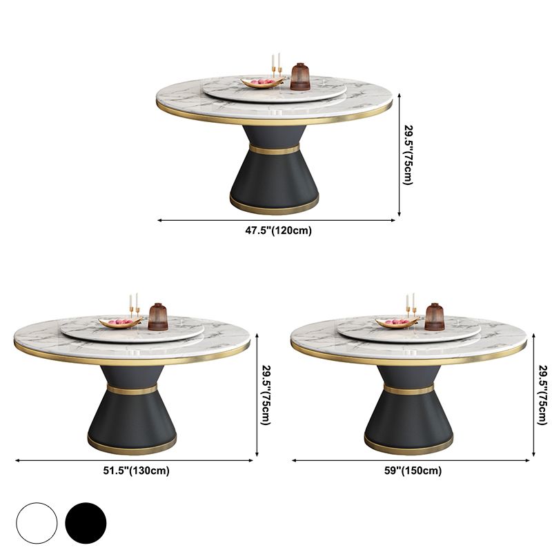 Round Modern Style Sintered Stone Dining Table Furniture with Metallic Base Clearhalo ' dining_table' 'Dining Tables & Seating' 'Dining Tables' 'furn' 'furn_dining_table' 'Furniture' 'furniture_dining_table' 'Kitchen & Dining Furniture' 'kitchen&dining_furn' 'kitchen' 'kitchen_dining_table' 1200x1200_d1d5c2ef-985d-4d02-baa1-c93959f8a1bc