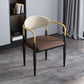 Contemporary Faux Leather Arm Dining Chair for Home in Gold Finish