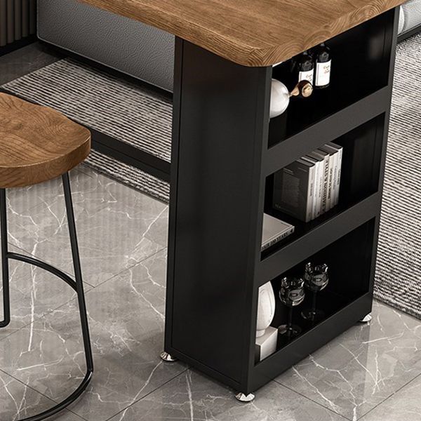 Juego de mesa de pub rectangular industrial, mesa de mostrador de madera de 1/3 piezas con taburetes sin respaldo