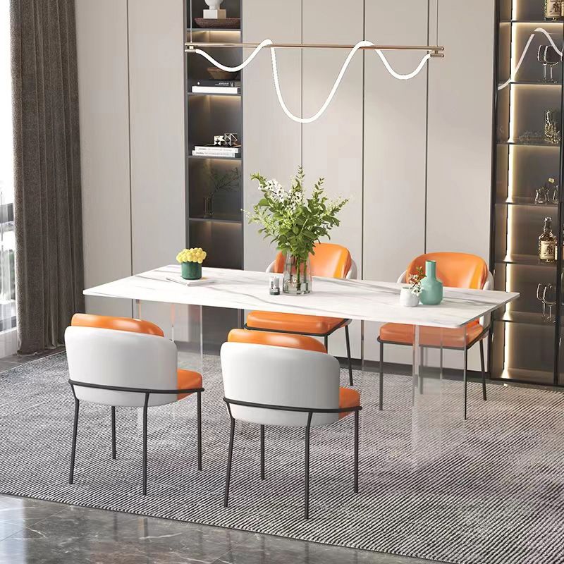 Modern 1/5 Pieces Dining Set Rectangle Stone Dining Table for Dining Room Clearhalo 'Dining Room Sets' 'Dining Tables & Seating' 'dining_room_set' 'furn' 'furn_dining_room_set' 'Furniture' 'Kitchen & Dining Furniture' 1200x1200_d1dbe399-7e08-434d-a6c5-7e30c480e36a