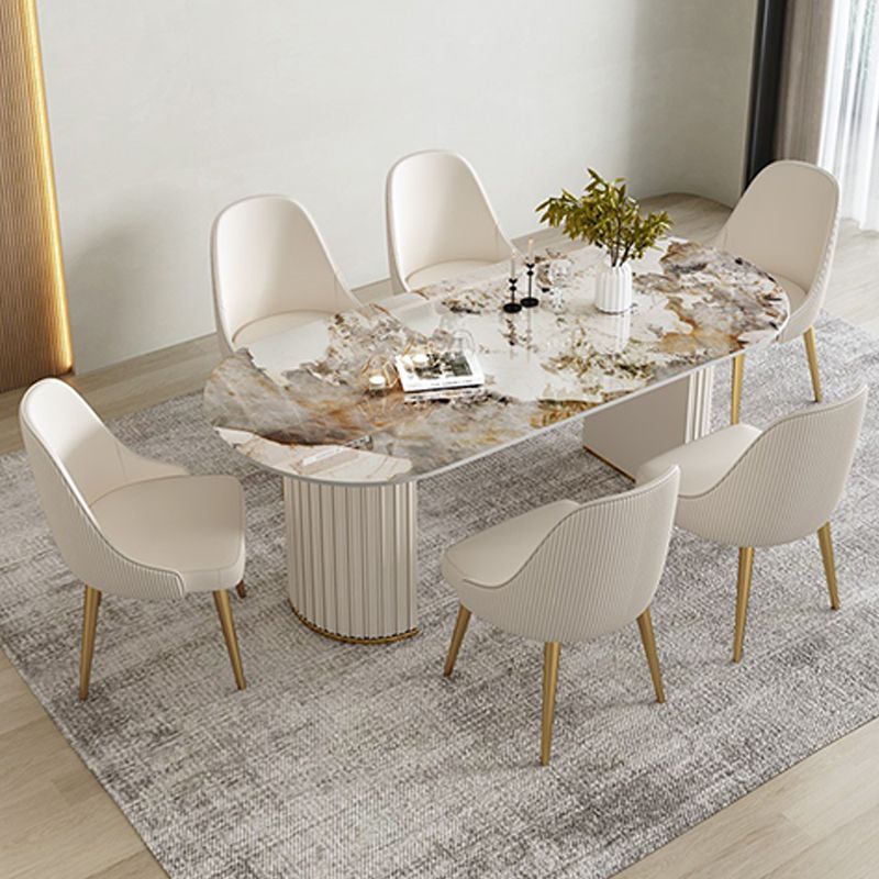 Contemporary Sintered Stone Dining Table Oval Dining Table for Home Use Clearhalo 'Dining Tables & Seating' 'Dining Tables' 'dining_table' 'furn' 'furn_dining_table' 'Furniture' 'Kitchen & Dining Furniture' 1200x1200_d1dc3635-2bb5-45b9-9726-05273cc64ab6