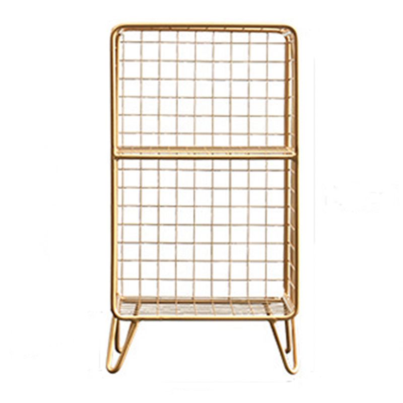 Libreria in acciaio con ripiani da 12 "W Gold Chiusure Back Bookcase per soggiorno