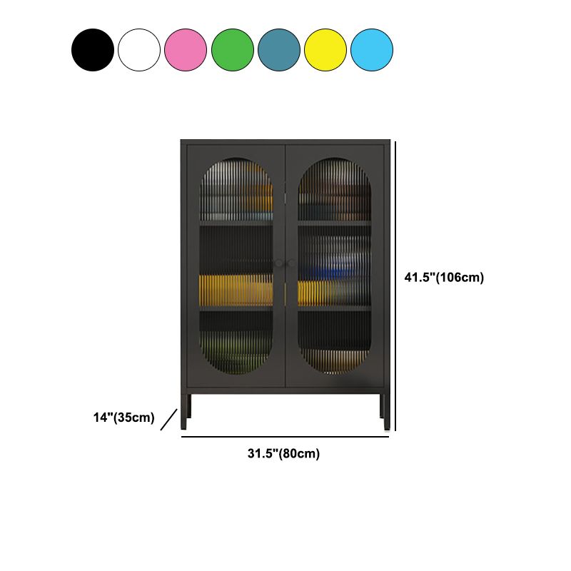 Server da pranzo di finitura metallica con porte di vetro Glam Sideboard con le gambe