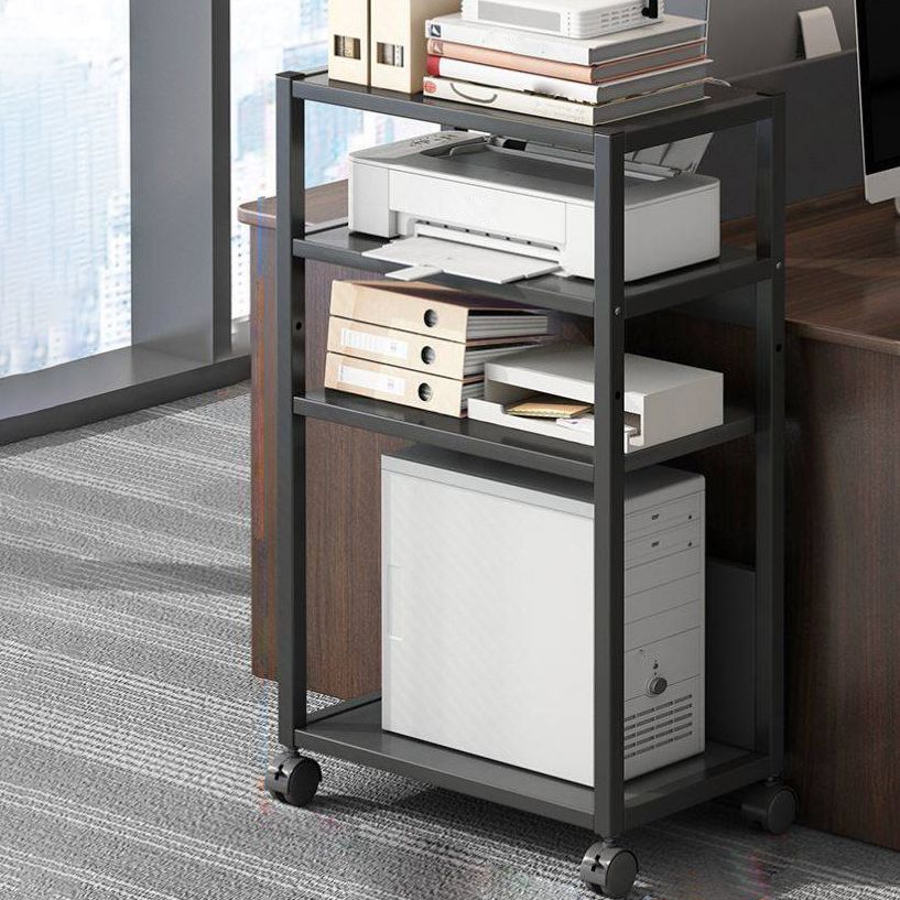 Contemporary Style Bookshelf Casters Bookcase for Study Room and Office