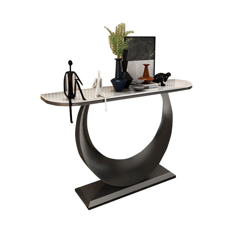 Tavolo di divano console di ferro moderno Stone Mezza Luna Console Tavolino per Hall