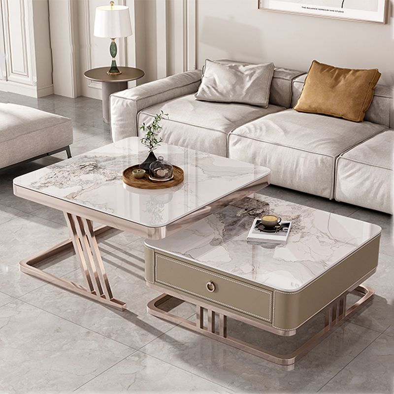 Slate Square Coffee Table Frame 2 Nesting Coffee Table Set for Living Room Clearhalo 'Coffee & Accent Tables' 'Coffee Tables' 'coffee_tables' 'furn' 'furn_coffee_tables' 'Furniture' 'Living Room Furniture' 1200x1200_d1e35a18-125f-4092-8f2b-e950fc809879