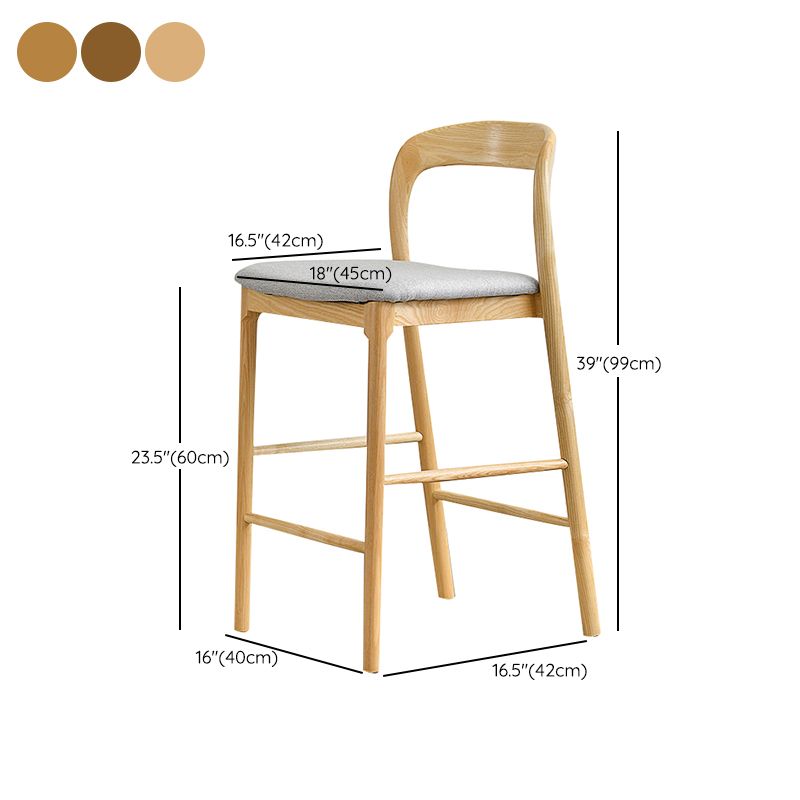 Indoor Solid Wood Bar Stool Upholstered Bar Stool with Footrest Clearhalo 'Bar Furniture' 'Bar Stools' 'bar_stools' 'furn' 'furn_bar_stools' 'Furniture' 'Kitchen & Dining Furniture' 1200x1200_d1e3f30f-8a91-48cc-9eca-8767526ab2f1