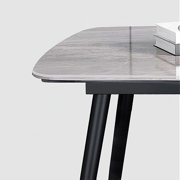 Sintered Stone Dining Table Industrial Style Black 4 Legs Base Rectangle Table for Dining Room Clearhalo ' dining_table' 'Dining Tables & Seating' 'Dining Tables' 'furn' 'furn_dining_table' 'Furniture' 'furniture_dining_table' 'Kitchen & Dining Furniture' 'kitchen&dining_furn' 'kitchen' 'kitchen_dining_table' 1200x1200_d1e49135-9667-4dce-9489-48426e34f6e3
