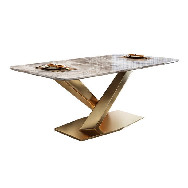 Glam Sintered Stone Kitchen Dining Table Rectangle Standard Dining Table with Pedestal Base Clearhalo ' dining_table' 'Dining Tables & Seating' 'Dining Tables' 'furn' 'furn_dining_table' 'Furniture' 'furniture_dining_table' 'Kitchen & Dining Furniture' 'kitchen&dining_furn' 'kitchen' 'kitchen_dining_table' 1200x1200_d1e89adb-cc78-4102-b224-6e0760c2eddc