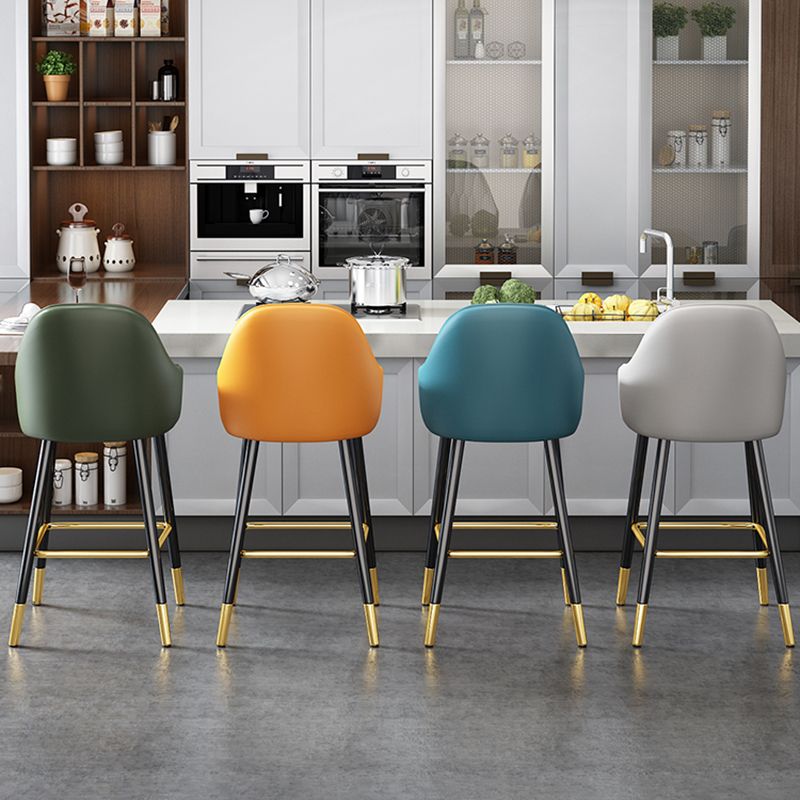 Scandinavia Style Bar-stool Metal Legs Leather Bucket Seat for Kitchen Bar Clearhalo 'Bar Furniture' 'Bar Stools' 'bar_stools' 'furn' 'furn_bar_stools' 'furniture_bar_stools' 'Kitchen & Dining Furniture' 'kitchen&dining_furn' 'kitchen' 'kitchen_furn' Furniture' 1200x1200_d1eb721e-fb7b-44c3-98cc-fe5e187e25d4