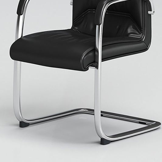 Eigentijdse bureaustoel Zwart leer geen wielen bureaustoel